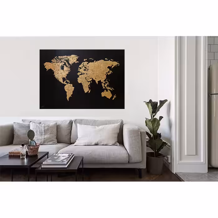  تابلو نقاشی ورق طلا مدل نقشه جهان کد A0007