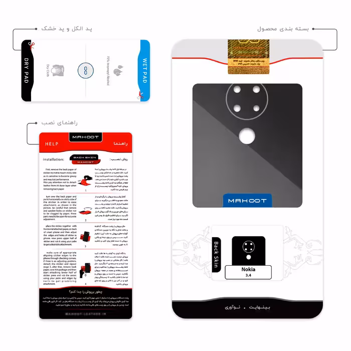 برچسب پوششی ماهوت مدل Matte-Black مناسب برای گوشی موبایل نوکیا 3.4