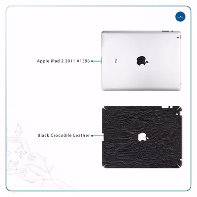 برچسب پوششی ماهوت مدل Black-Crocodile-Leather مناسب برای تبلت اپل iPad 2 2011 A1396