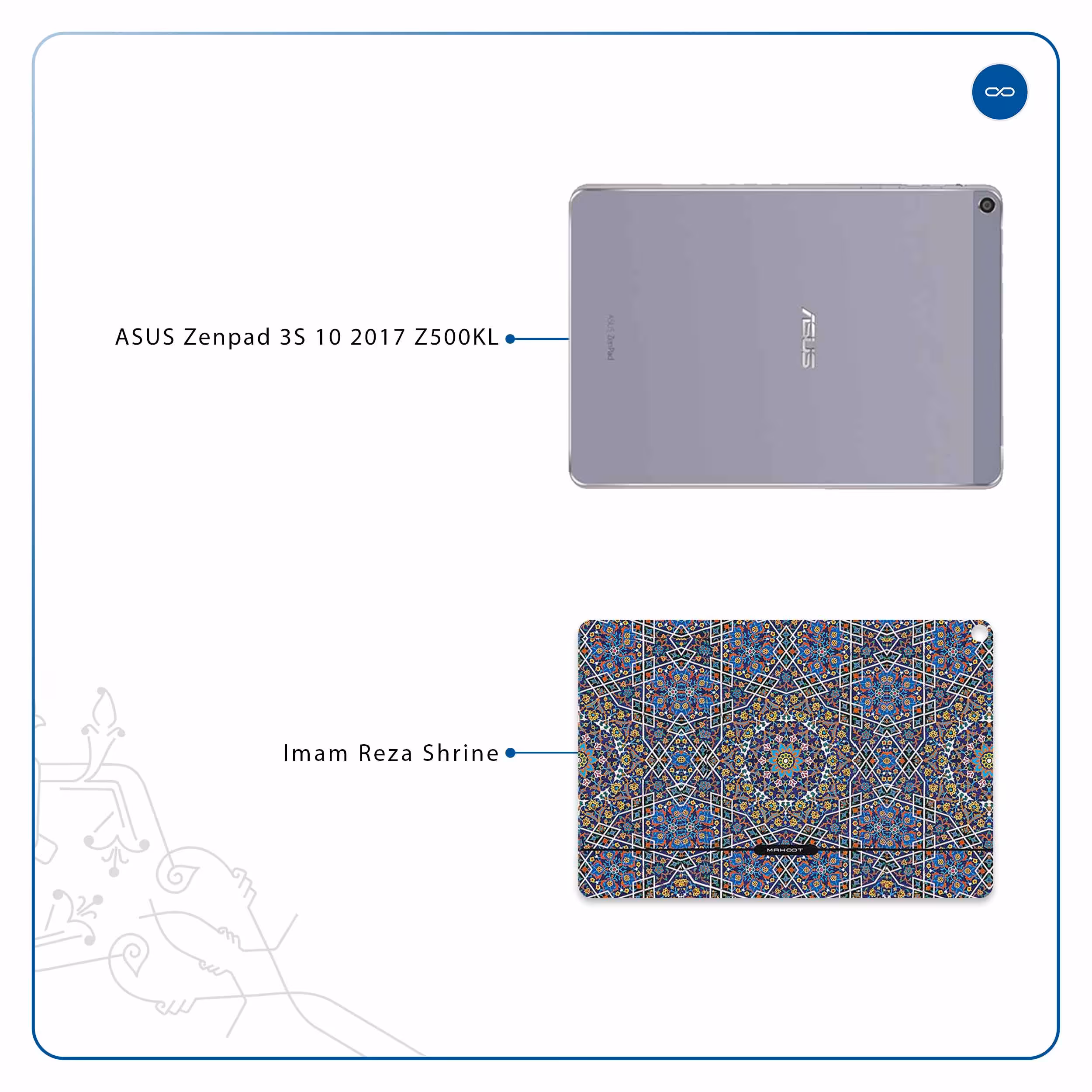 برچسب پوششی ماهوت مدل Iran-Tile6 مناسب برای تبلت ایسوس Zenpad 3S 10 2017 Z500KL