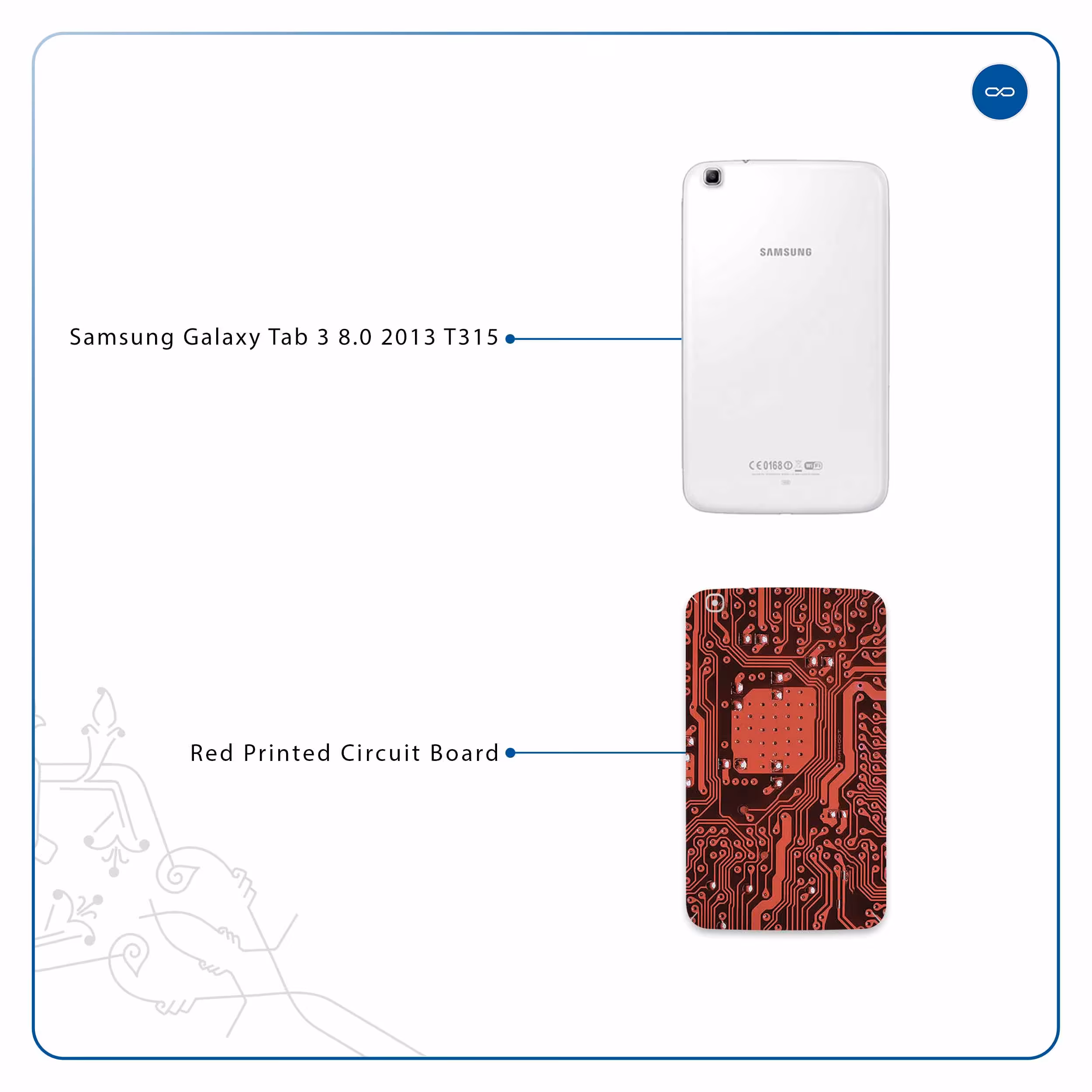 برچسب پوششی ماهوت مدل Red Printed Circuit Board مناسب برای تبلت سامسونگ Galaxy Tab 3 8.0 2013 T315
