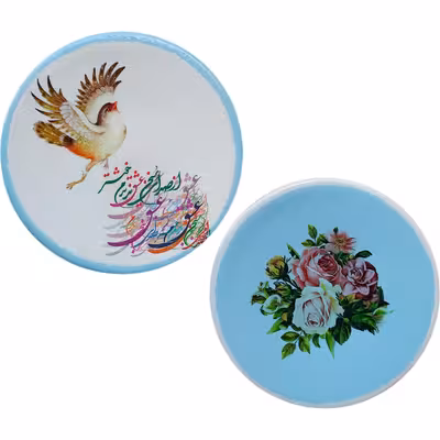 بشقاب دیوارکوب سفالی مدل شعر عاشقانه کد 16 مجموعه 2 عددی