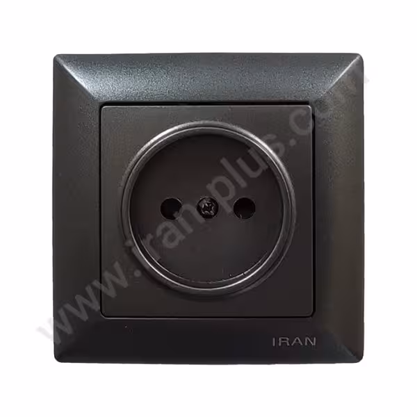 پریز برق ساده محافظ دار مدل الیزه رنگی زغال سنگی