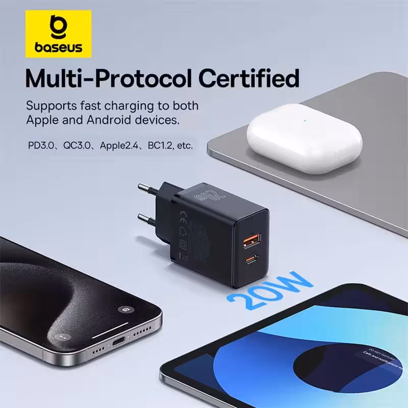 شارژر دیواری 20 وات بیسوس مدل Cube 20W