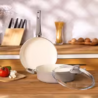 سرویس قابلمه ماهیتابه 3 پارچه امسان Crystal بژ