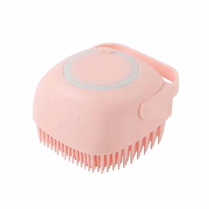 برس حمام سیلیکونی مخزن دار مخصوص سگ و گربه رنگ صورتی