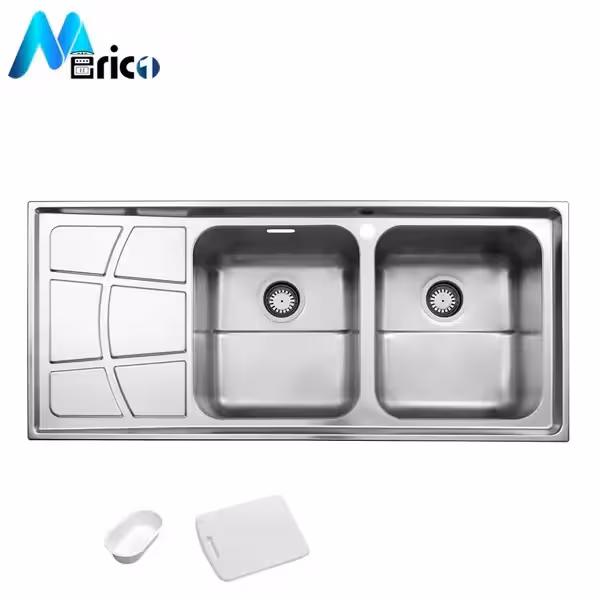 سینک استیل البرز کد 762 توکار دو لگنه