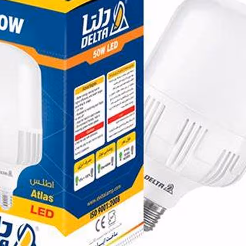 لامپ ال ای دی 50 وات دلتا مدل اطلس پایه E27  مهتابی  گارانتی 12 ماهه دلتا