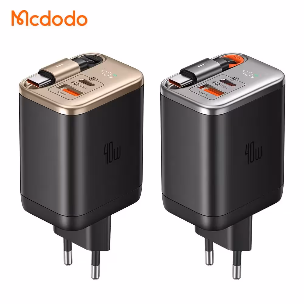 شارژر دیواری 2 پورت مک دودو Mcdodo CH-428 FreeGo GaN توان 40 وات همراه با کابل متصل