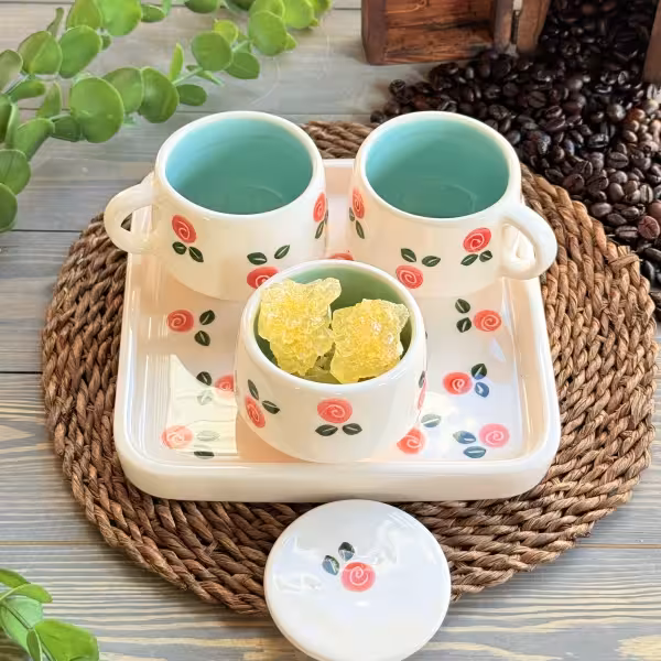 چای خوری بهاری دو نفره فیروزه ای