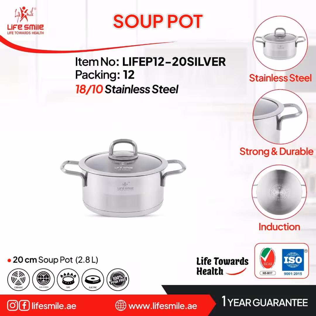 قابلمه استیل لایف اسمایل سایز 20 مدل Life Smile Lifep-12-24Silver