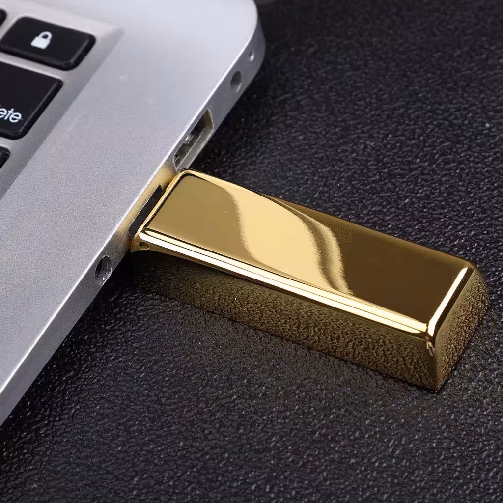فلش مموری پرلیت یو اس بی طرح شمش طلا کد UM-65 ظرفیت 128گیگابایت