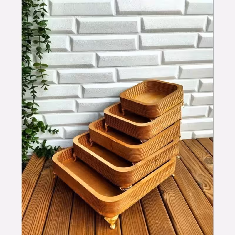 5 تیکه چوبی پایه دار چوبی