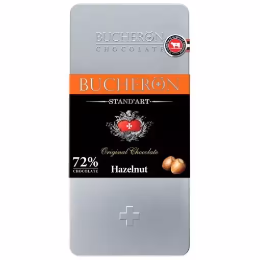 تبلت شکلات روسی بوچرون فلزی Bucheron Hazelnut تلخ 72% با طعم فندق 100 گرم