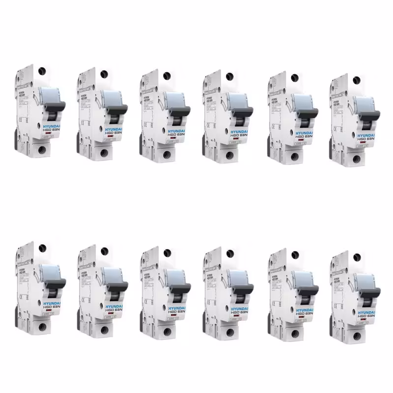 فیوز مینیاتوری تک فاز 25 آمپر هیوندای مدل HGD 63N بسته 12 عددی