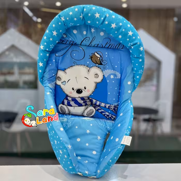 آغوش سوئیسی پسرانه طرح خرس و شالگردن آبی