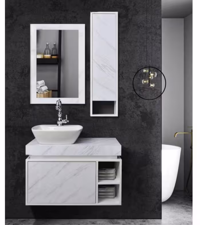 روشویی کابینتی پی وی سی، مدل کلوین، شامل آینه و باکس