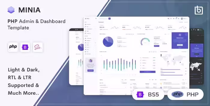 دانلود پنل مدیریت و داشبورد Minia