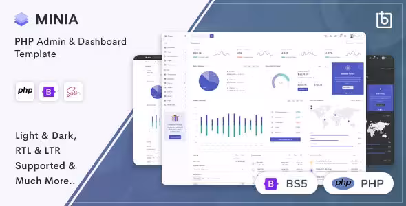دانلود پنل مدیریت و داشبورد Minia