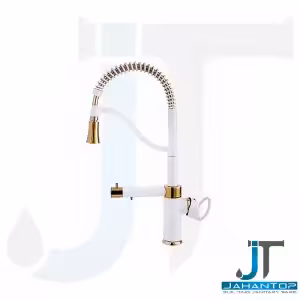 شیر ظرفشویی اهرمی فنری دومنظوره سفیدطلا آریانا (مدل تنسو)