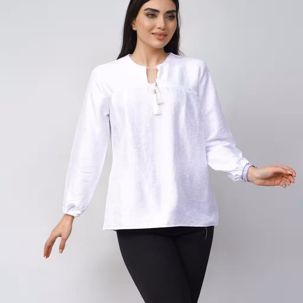 شومیز زنانه منگوله کتان کریستال