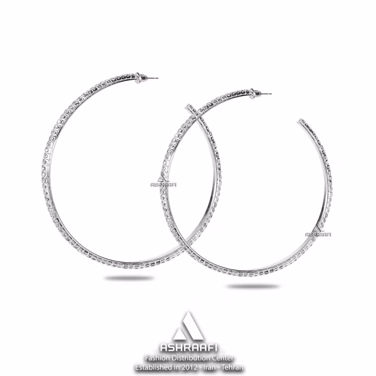 گوشواره حلقه‌‌ای نگین دار Big Diamond Hoop Earrings S2