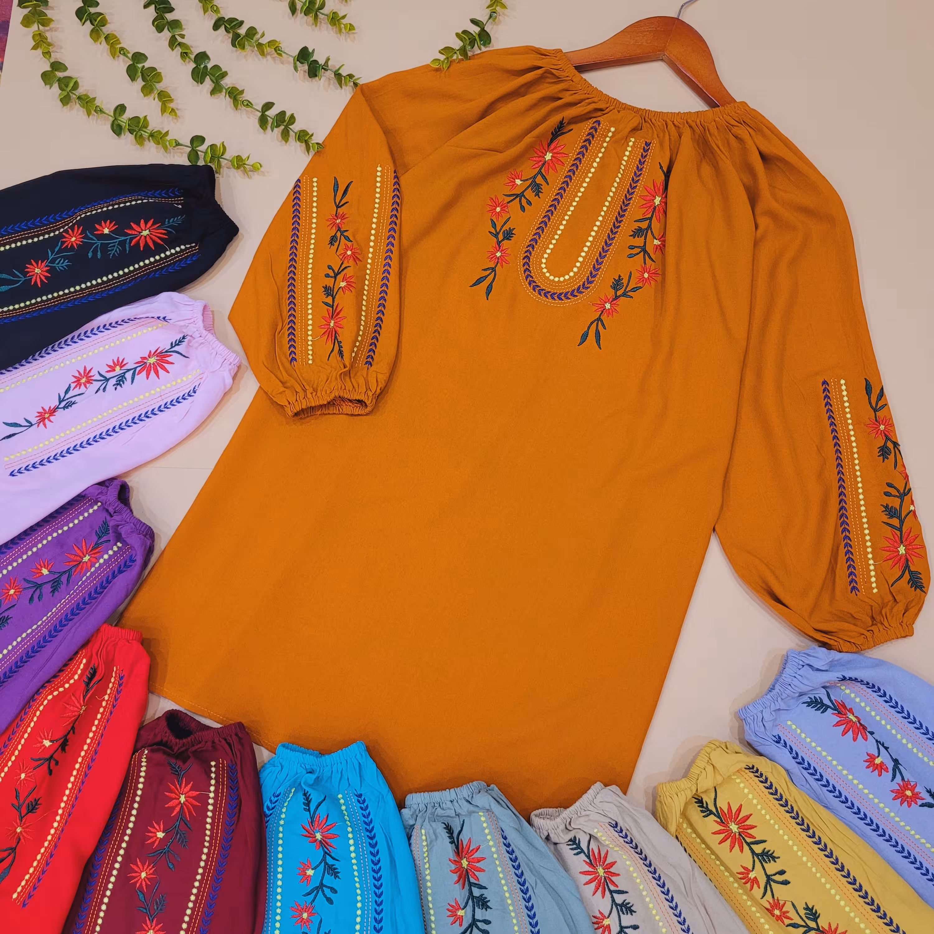 تونیک نخی گلدوزی شده طرح سنتی فری سایز تا 46