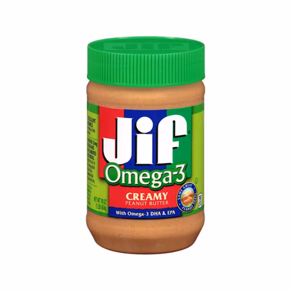 کره بادام زمینی رژیمی جیف حاوی امگا 3 (454 گرم) jif