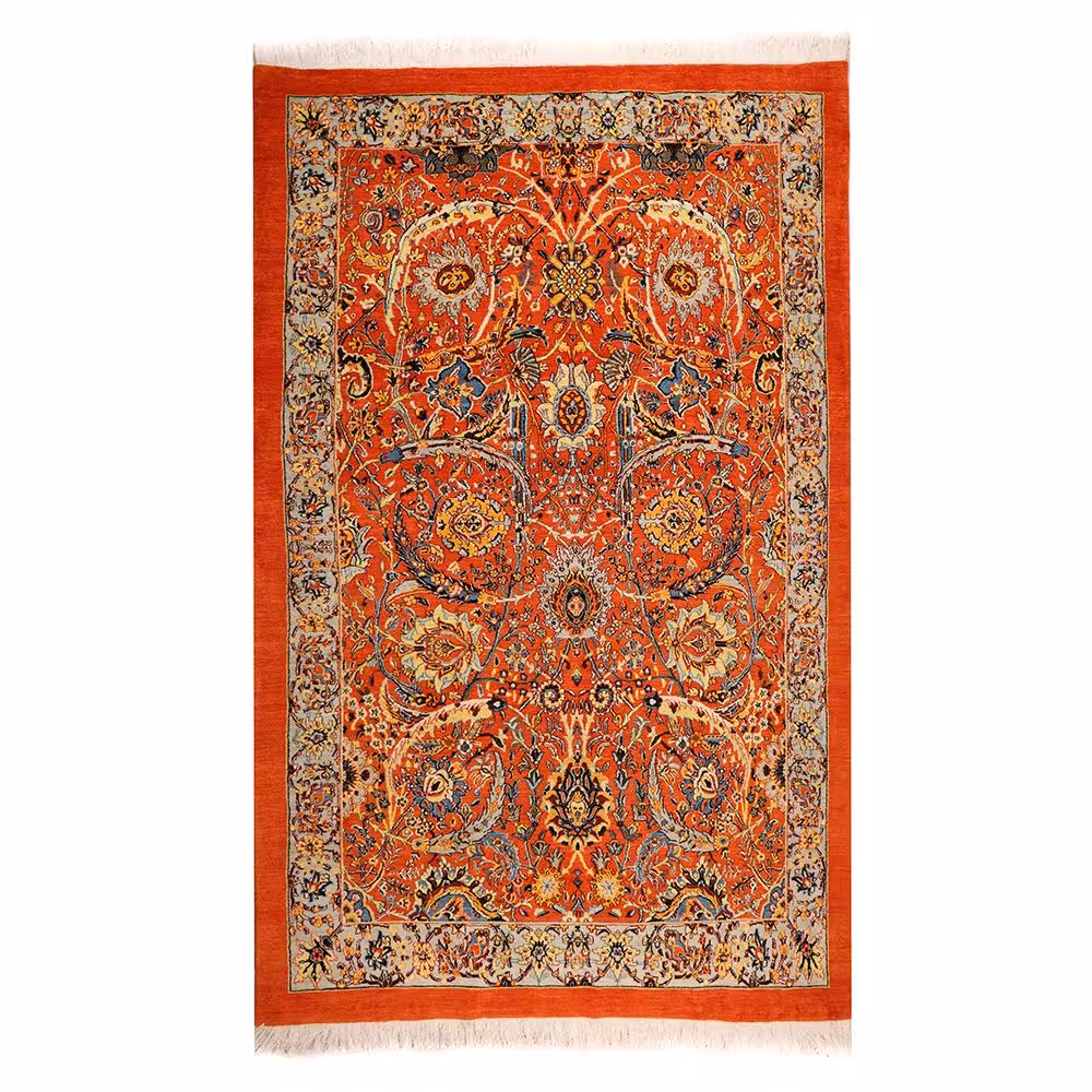 فرش کلارک دستباف شش متری طرح برگ داسی