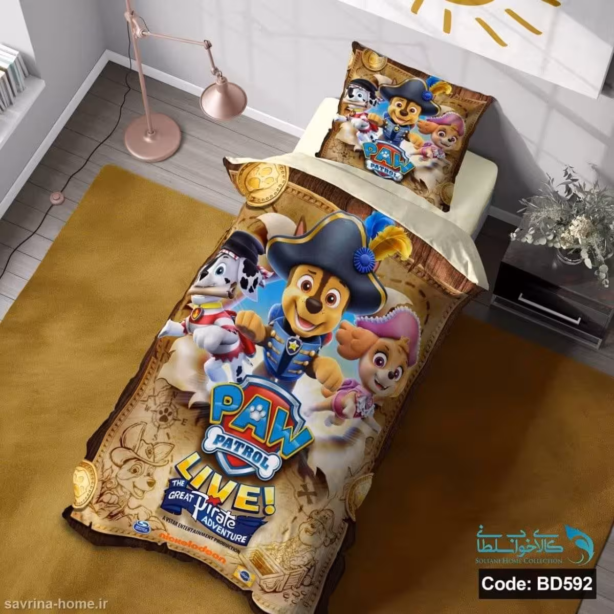 روتختی یک نفره سه بعدی طرح سگ های نگهبان کد BD592 چهار تکه