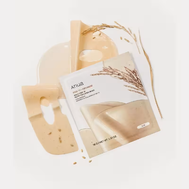 ماسک ورقه ایی برنج و سرامید آنوا آبرسان و کلاژن ساز