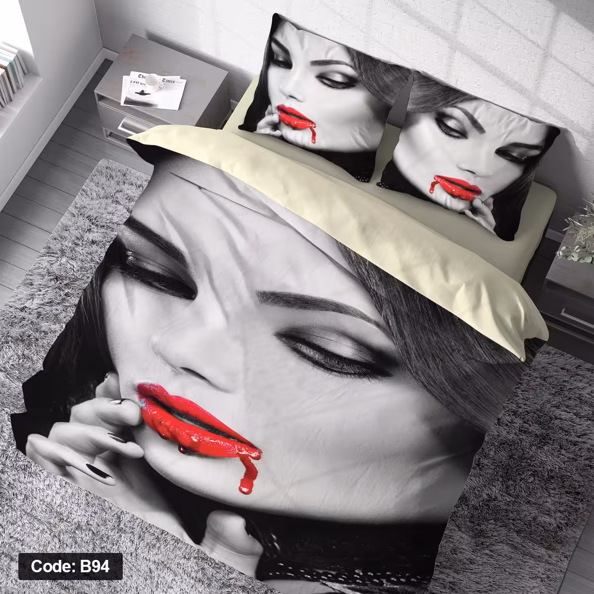 ست 6 تکه روتختی مخمل ضد لک ترک طرح بزرگسال کد 94