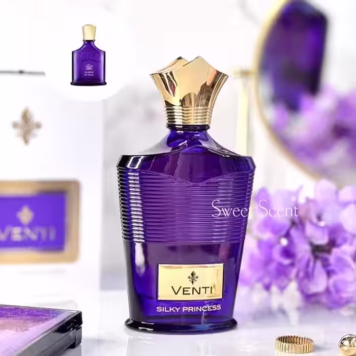عطر ادکلن کرید کویین آف سیلک(بنفش) فرگرانس ورد  | Creed Queen Of Silk (Venti Silky Princess Fragrace World) حجم 100 میل(شرکتی)