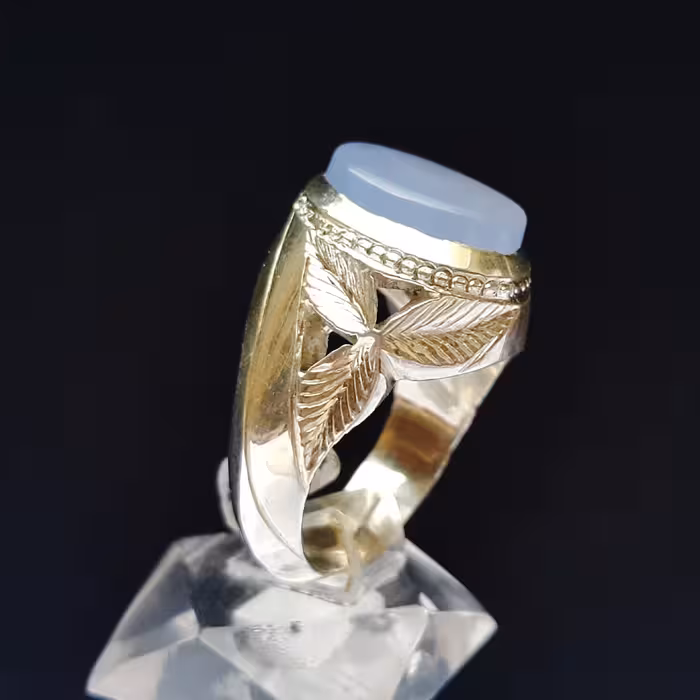 انگشتر مردانه نقره عقیق کبود نقره  عیار بالا 950