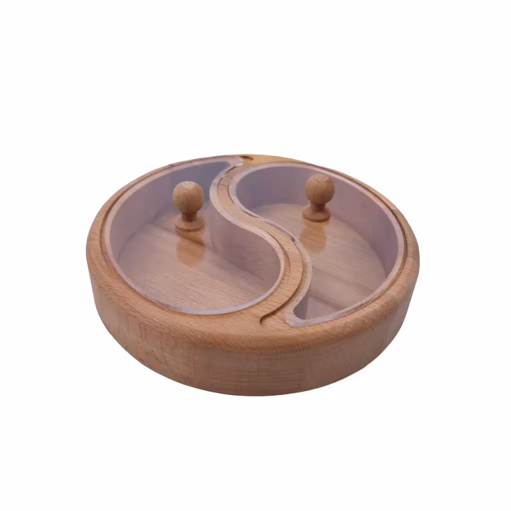 جعبه پذیرایی چوبی دو خانه طرح ترمه درب پلکسی کد WD5847