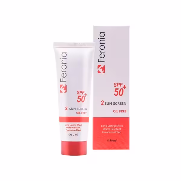 کرم ضدآفتاب پوست چرب بی رنگ فرونیا 50 میلی لیتر Feronia