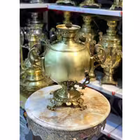سماور زغالی 7 لیتری مدل چمپیون، دسته توری جدید، مهر روسی خاص