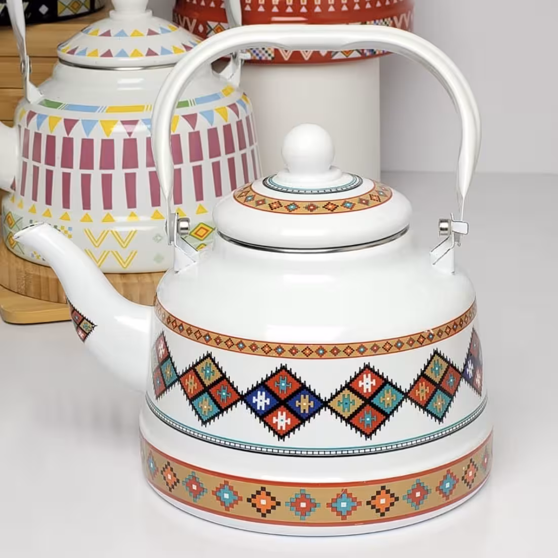 کتری لعابی 1.7 لیتر طرح سنتی