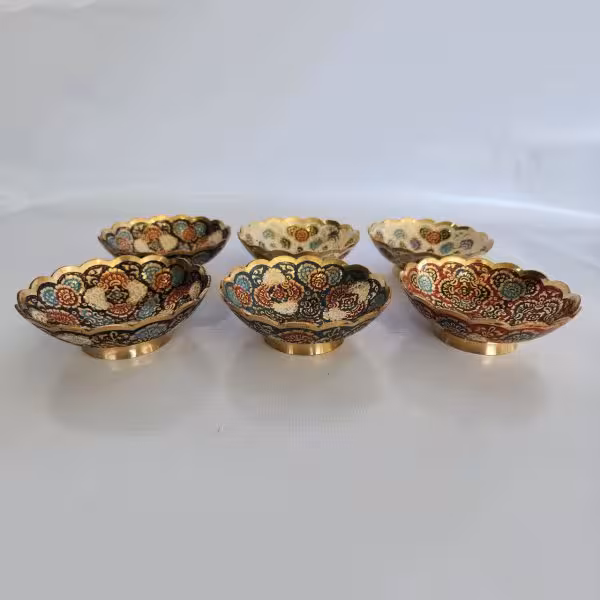 ست پیاله آجیل خوری برنجی هندی مناسب هفت سین ارتفاع 4 قطر 10 سانتی متر کد 110362