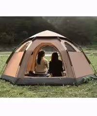 چادر مسافرتی و کوهنوردی شش ضلعی 8 نفره اتوماتیک نیلوفری ( سایه بان دار و دوپوش )(ارسال رایگان)