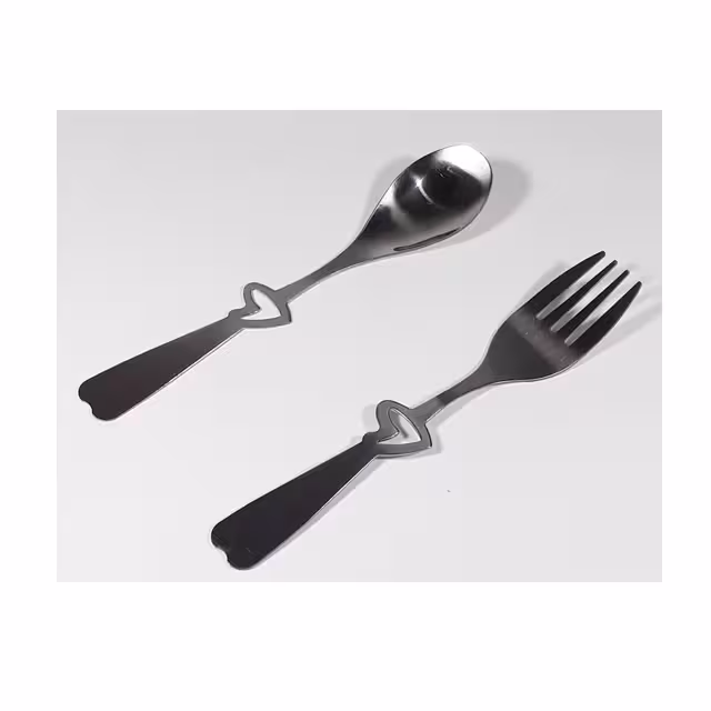 قاشق و چنگال کودک مدل قلبی بسته 2 عددی کد 9519