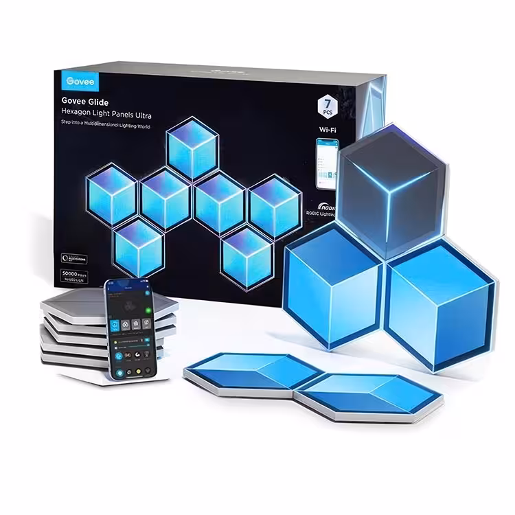 Govee Glide Hexagon Light Panels Ultra – Meteor Grey – 7 pcs