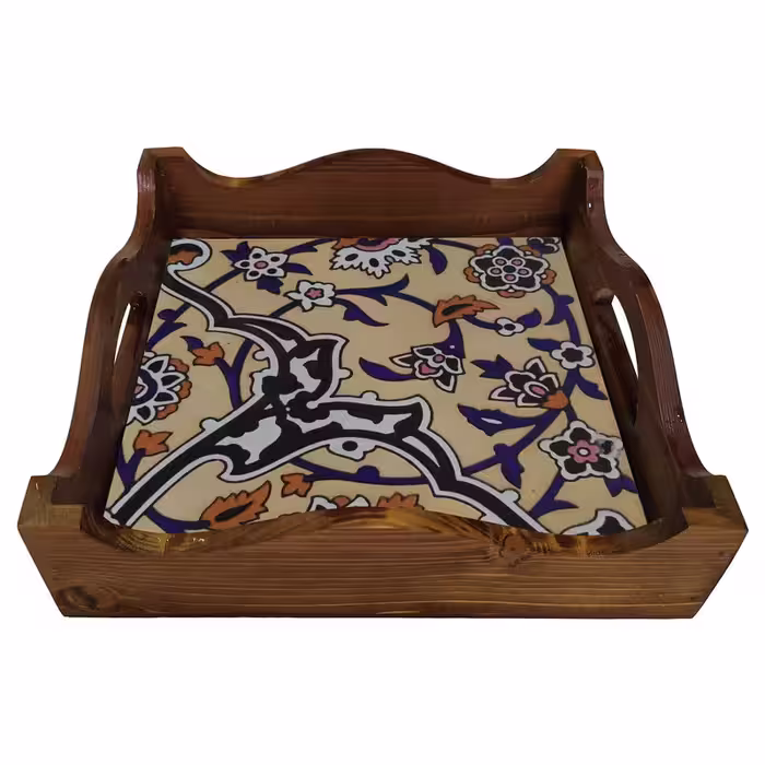سینی چوبی طرح کاشی