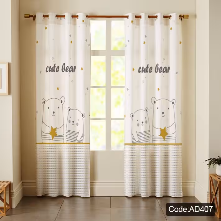 پرده پانچی مخمل چاپی دخترانه کد 407