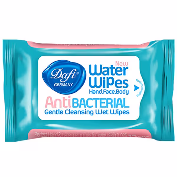 دستمال مرطوب پاک کننده دست و صورت دافی مدل Anti Bakterial بسته 12 عددی