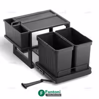 سطل زباله چند منظوره توکار فانتونی، دو سطلی، متصل به کف، مناسب یونیت عرض 600mm (Fantoni Q760)