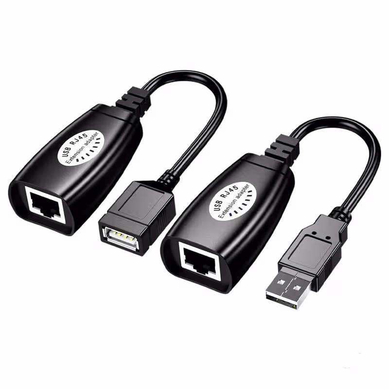 کابل افزایش طول USB تحت شبکه مدل RJXT-P98 بسته 2 عددی