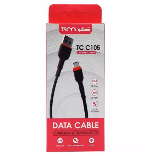 کابل تبدیل USB به USB-C تسکو مدل TCC105 طول 1 متر