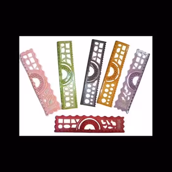 خط کش ژله ای (شابلون نقاله دار) 20 سانت بسته ی 18 عددی