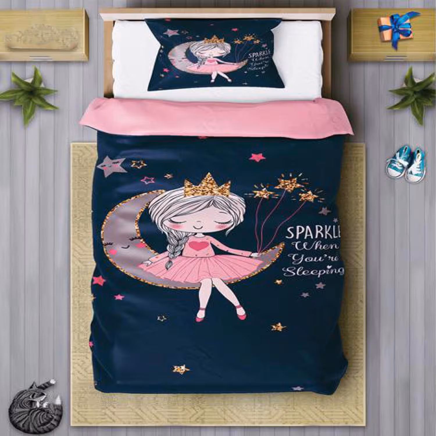 سرویس روتختی دخترانه چیداری مدل 7113 یک نفره چهار تکه